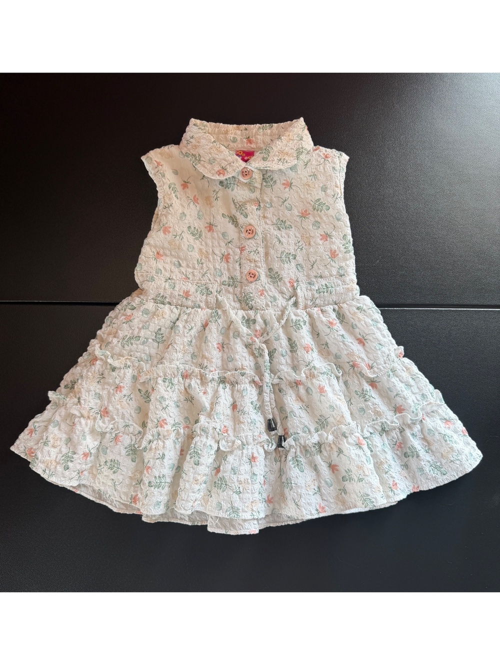 Little’s Girls Size 2 Floral Tiered Dress Peter Pan Collar Cottagecore Ruffle
